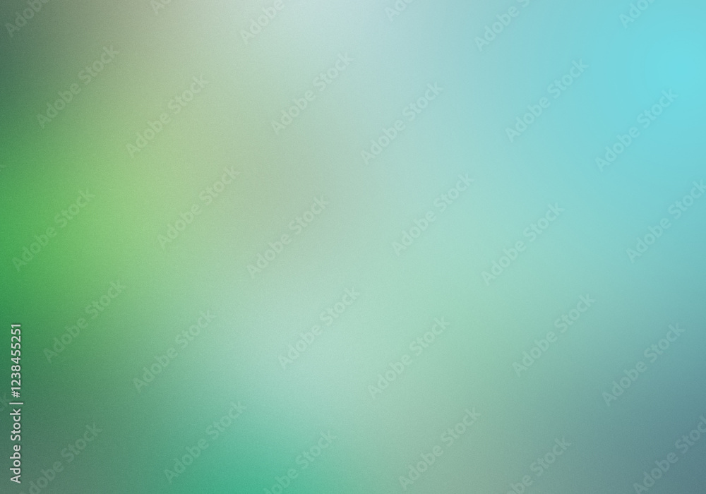 Fototapeta premium Abstract pastel gradient with soft green and blue tones, light grain texture, noise