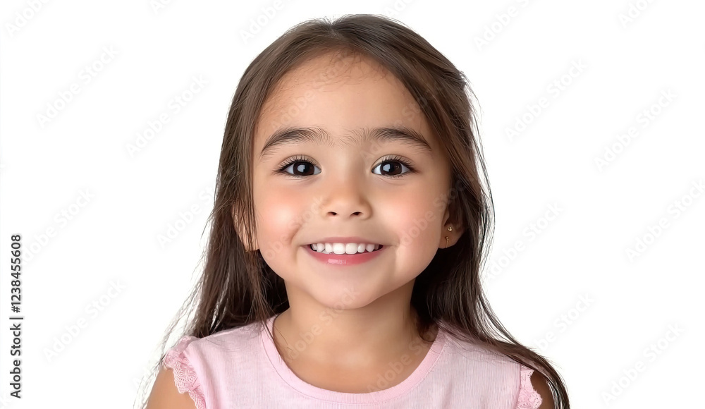 Happy Young Girl with Long Brown Hair and Joyful Smile Portrait Happy Young Girl with Long Brown Hair and Joyful Smile Portrait