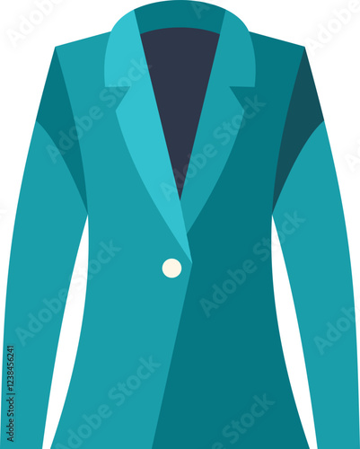 Turquoise business suit jacket isolated on white background, representing professional attire, fashion, or corporate style