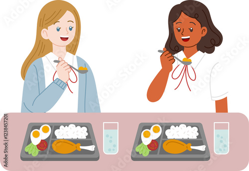 student eating lunch together