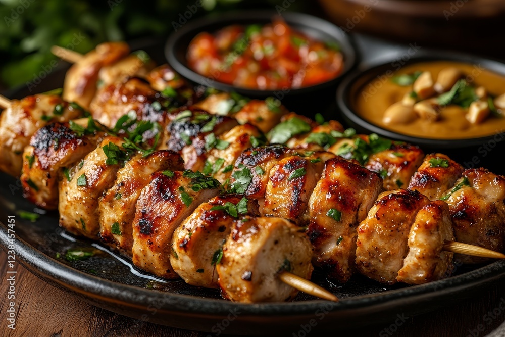 Grilled chicken skewers with peanut sauce (1) Grilled chicken skewers with peanut sauce (1)