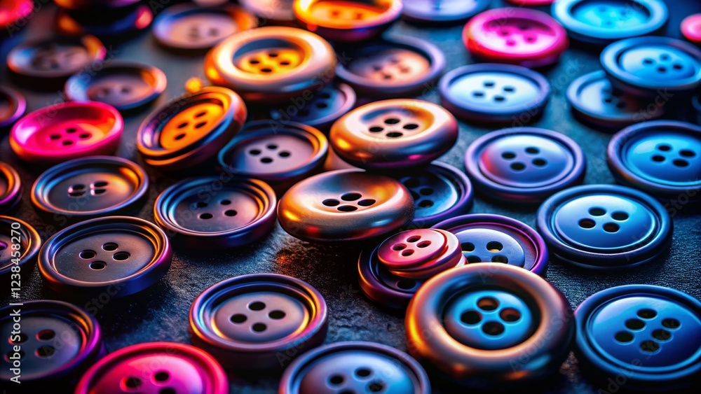 Fototapeta premium Black Plastic Button Packshot on Dark Background