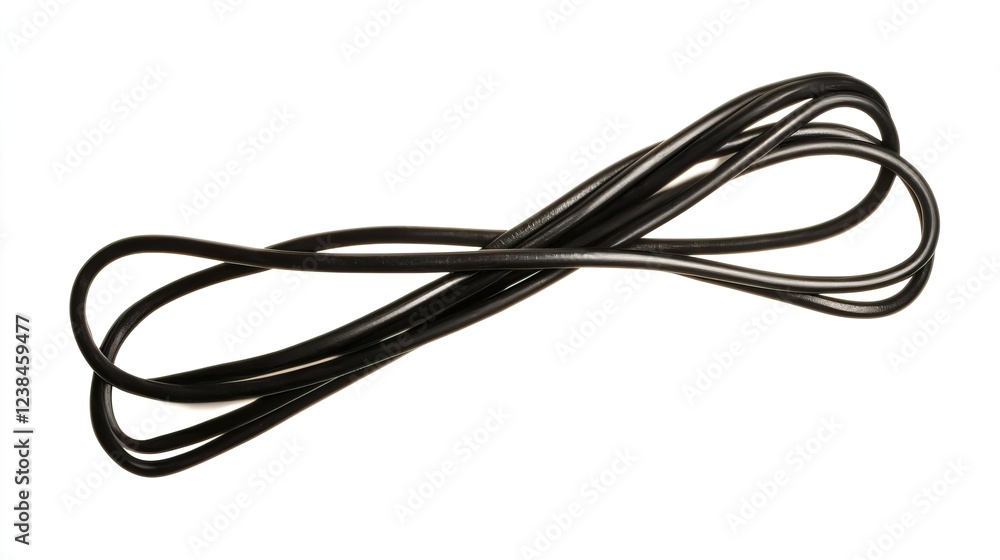 Dark Flexible Rubber Cable Twisted in an Abstract Shape on White Background Dark Flexible Rubber Cable Twisted in an Abstract Shape on White Background
