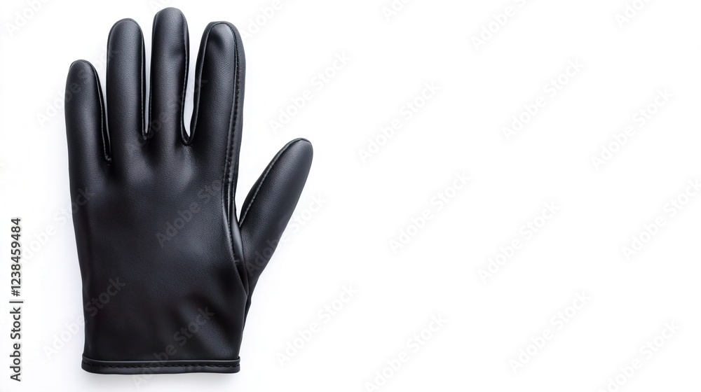 Obraz premium Black Leather Glove Isolated on White Background for Fashion Themes