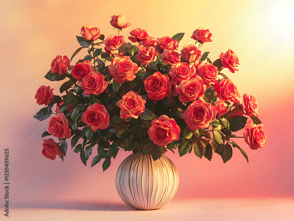 Fototapeta premium Flower arrangement, Baroque style photo of bouquet, Various cut flowers, detail, Colorful daisies, focus on Madeira Deep Rose marguerite daisy, Cosmos flower blossom in garden, Close up of flower