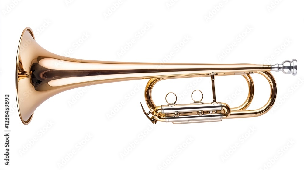 Elegant Brass Trumpet Isolated on White Background for Music Lovers Elegant Brass Trumpet Isolated on White Background for Music Lovers