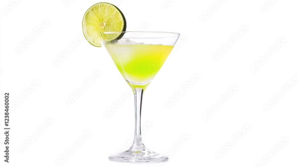 Fototapeta premium Refreshing Green Cocktail with Lime Slice in Elegant Glassware