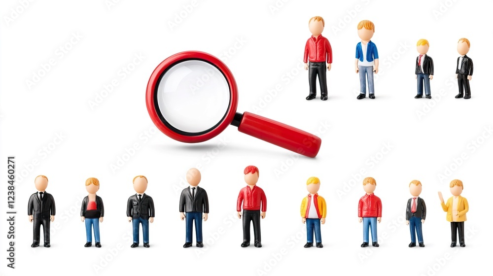 Diverse Business People and Magnifying Glass Concept Illustration Diverse Business People and Magnifying Glass Concept Illustration