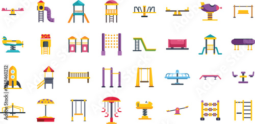 Colorful playground equipment offering various activities for children's enjoyment and development