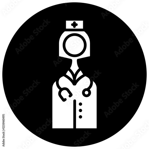 ER Nurse Glyph Black Circle Icon