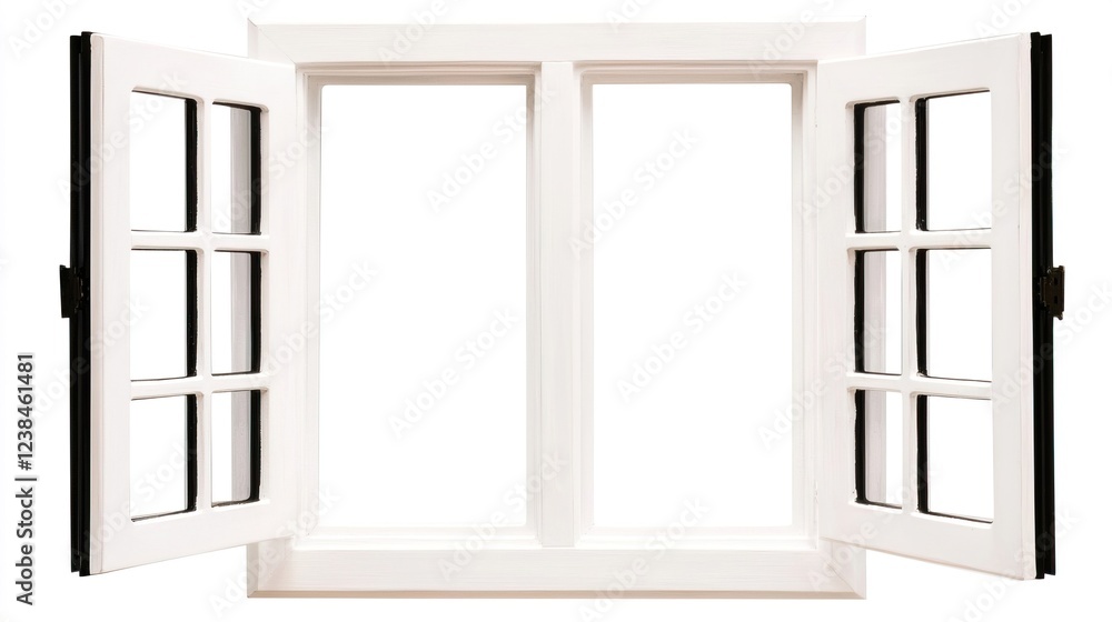 Open White Window Frame with Clear Glass for Beautiful Views Open White Window Frame with Clear Glass for Beautiful Views