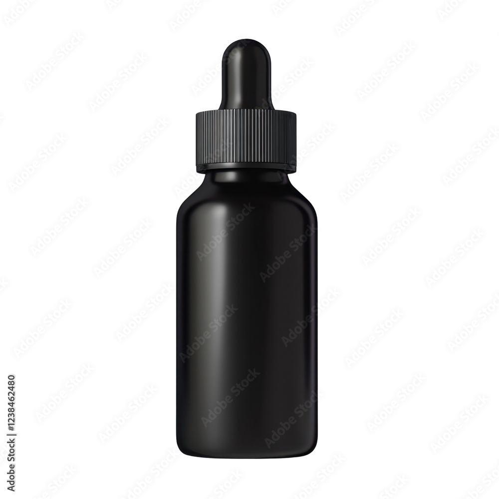Black Dropper Bottle Isolated on White Background for Cosmetic Use Black Dropper Bottle Isolated on White Background for Cosmetic Use