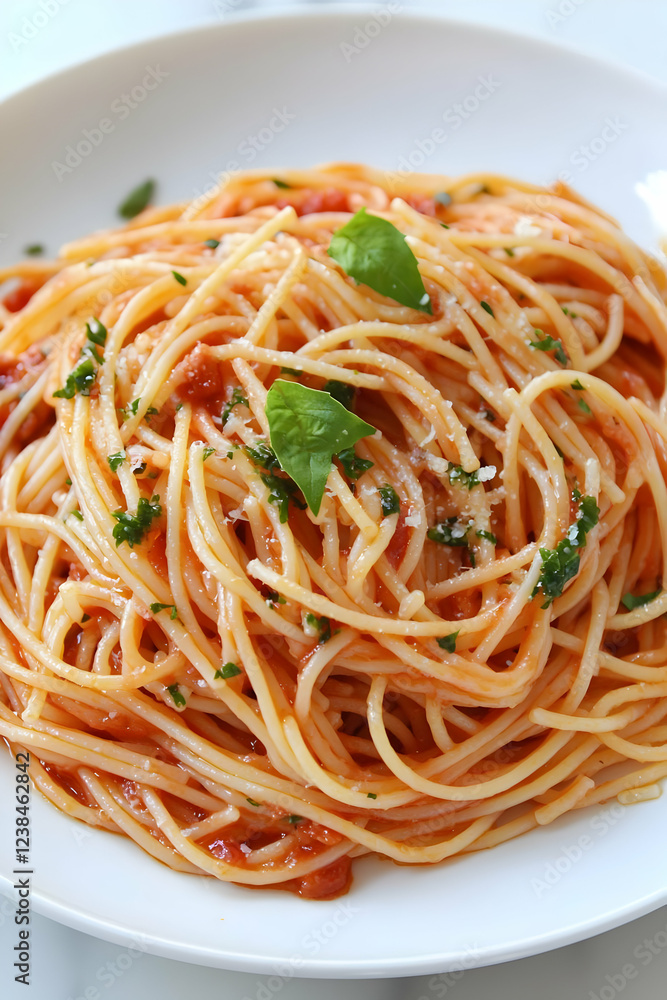 spaghetti with tomato sauce and basil spaghetti with tomato sauce and basil