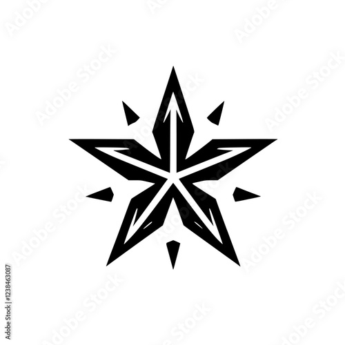 Geometric Star: Abstract Black and White Vector Graphic Design. Minimalist Shape for Logo, Icon, or Pattern. Simple, Modern, and Stylish Art.