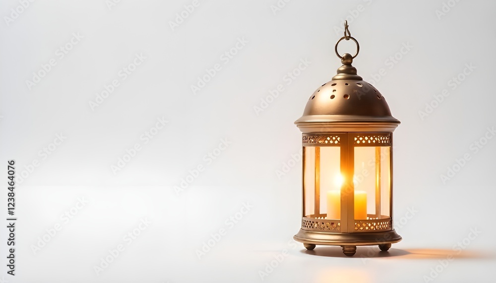 Ramadan lantern lit, white background Ramadan lantern lit, white background
