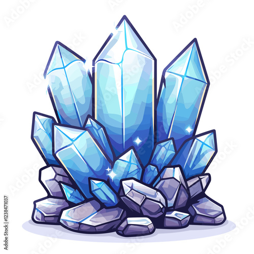 blue crystal gemstones vector illustration
