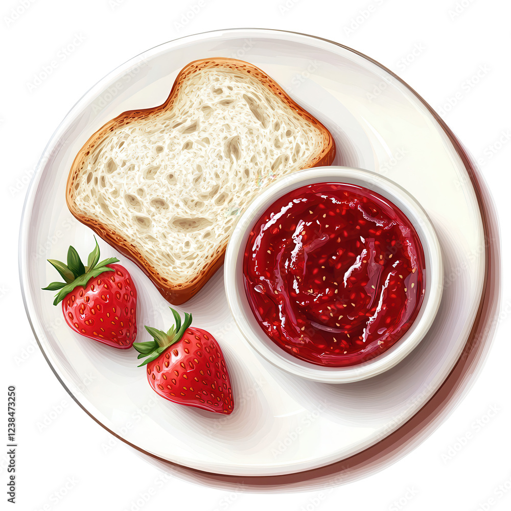 custom made wallpaper toronto digitalStrawberry Delight:  A delightful spread of fresh strawberries, homemade jam, and toasted bread on a plate, perfect for a simple yet satisfying breakfast or snack.