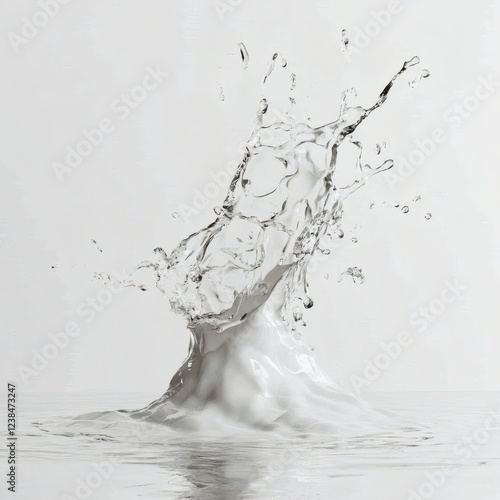Water splashing on a smooth surface creating dynamic waves in a minimalistic setting