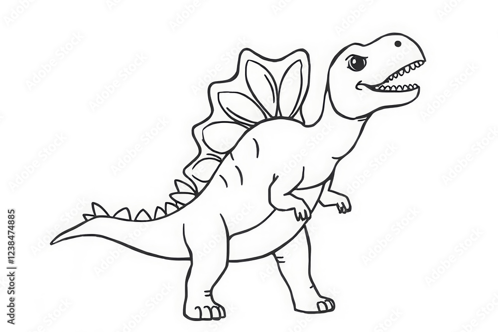 Cute Cartoon Dinosaur Coloring Page – Fun Black and White Line Art Illustration for Kids and Printable Activity Cute Cartoon Dinosaur Coloring Page – Fun Black and White Line Art Illustration for Kids and Printable Activity