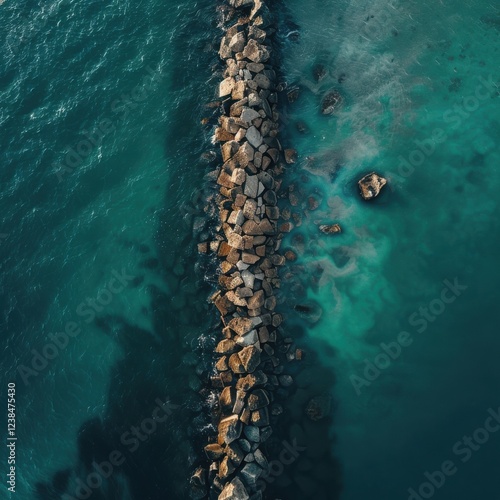 Aerial View of Rocky Breakwater