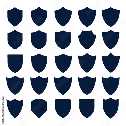 Shield Icon Set Vector Design on Isolated White Background
