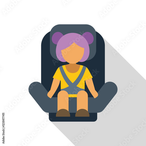 Baby girl safely secured in a car seat, wearing a seatbelt, promoting child passenger safety