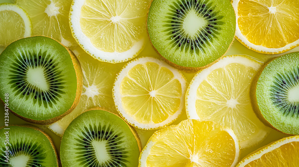 slices of kiwi and orange background slices of kiwi and orange background
