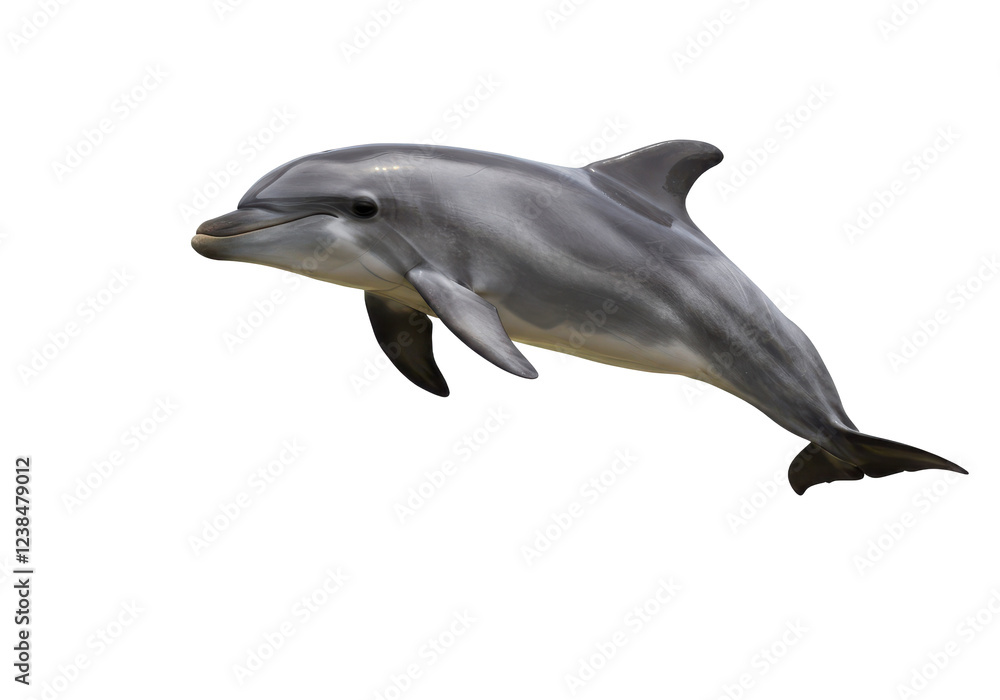 Naklejka premium Dolphin isolated on white background, no depth of field, sharp.
