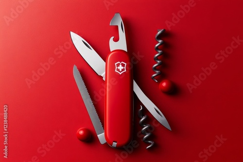 A minimalist illustration of a Swiss Army knife with only a few clean, precise lines, symbolizing adaptability in a simple and elegant form