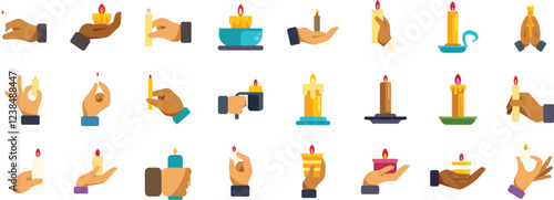 People holding, lighting, and extinguishing candles in different ways, symbolizing remembrance, celebration, or spiritual practices
