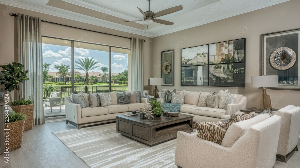 Comfortable family room showcasing a wall-mounted energy-saving air conditioner, neutral-toned furniture, and eco-friendly accents Comfortable family room showcasing a wall-mounted energy-saving air conditioner, neutral-toned furniture, and eco-friendly accents