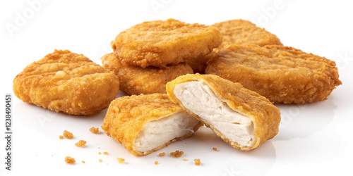 Tasty Fried Chicken Nuggets Isolated on a White Background for Delicious Snacking