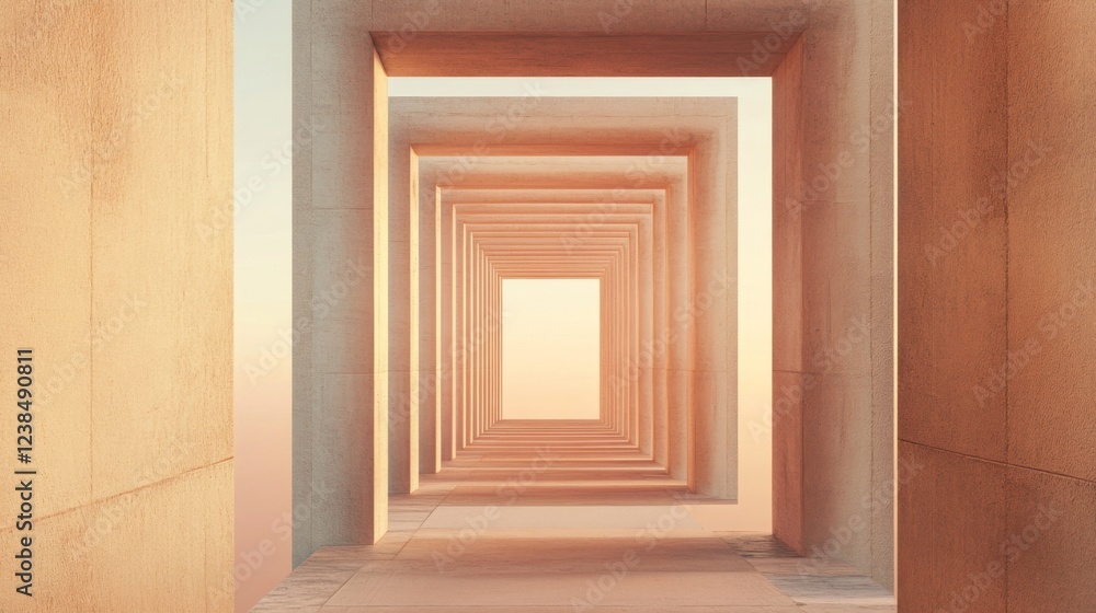 Abstract sunset architecture pathway, endless corridor, modern design, background for website Abstract sunset architecture pathway, endless corridor, modern design, background for website