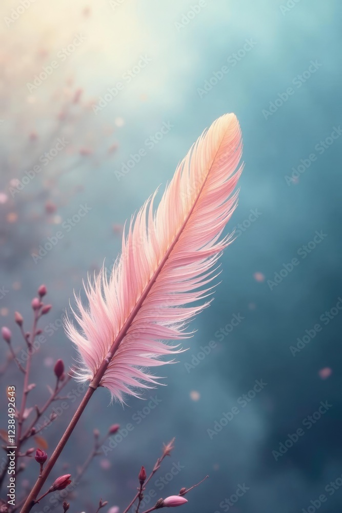 Naklejka premium Soft feathery texture against a misty background, diffused, soothing