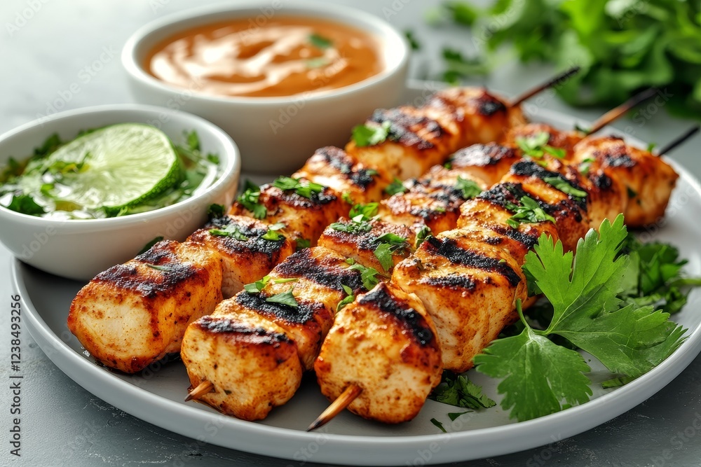 Grilled chicken satay with peanut sauce (11) Grilled chicken satay with peanut sauce (11)