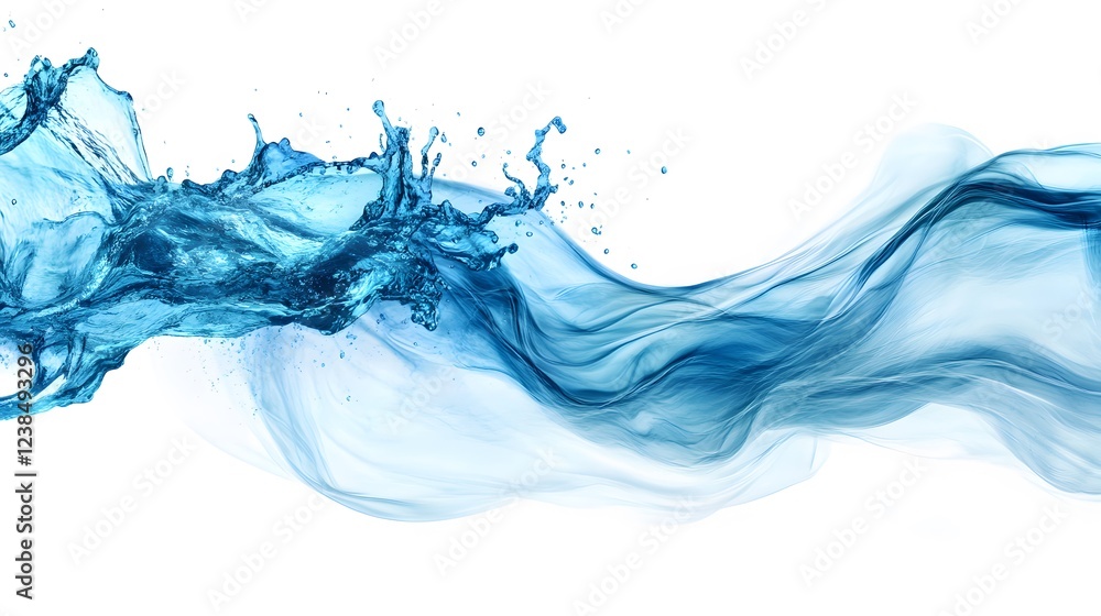 Vibrant blue paint fluid flowing on a white background, creates a visual effect, generative AI Vibrant blue paint fluid flowing on a white background, creates a visual effect, generative AI