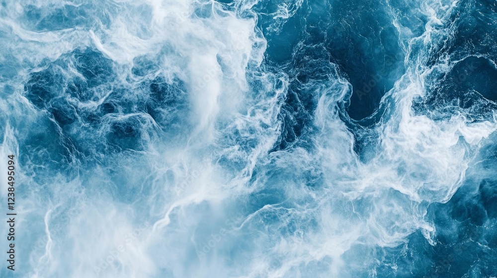 Abstract Swirling Ocean Water, A Mesmerizing Blend Of Deep Blues And Bright Whites. Abstract Swirling Ocean Water, A Mesmerizing Blend Of Deep Blues And Bright Whites.