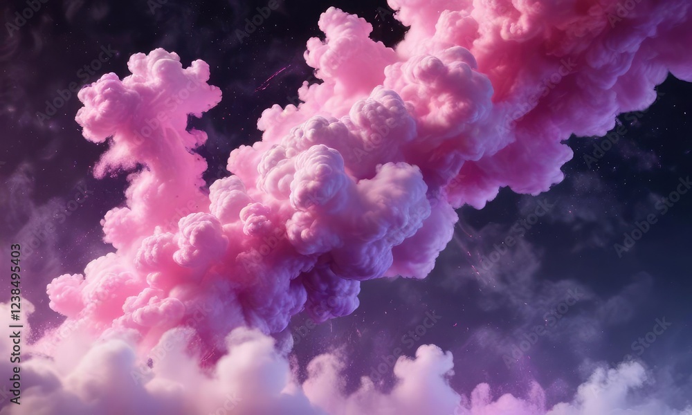 Fototapeta premium Swirling clouds of purple and pink gases suspended in the air, cosmic clouds, nebula-inspired clouds