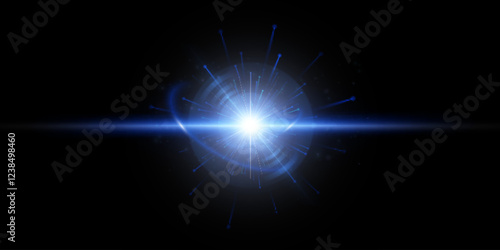 Vivid purple glow of light lens reflection. Abstract glow and glare effect for illustrations and game interface design. Vector