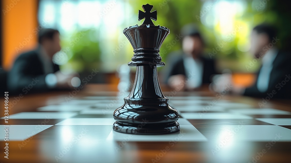Strategic business meeting with professionals discussing innovative ideas, overlaid with a chess knight and gear icon symbolizing leadership and problem-solving. Strategic business meeting with professionals discussing innovative ideas, overlaid with a chess knight and gear icon symbolizing leadership and problem-solving.
