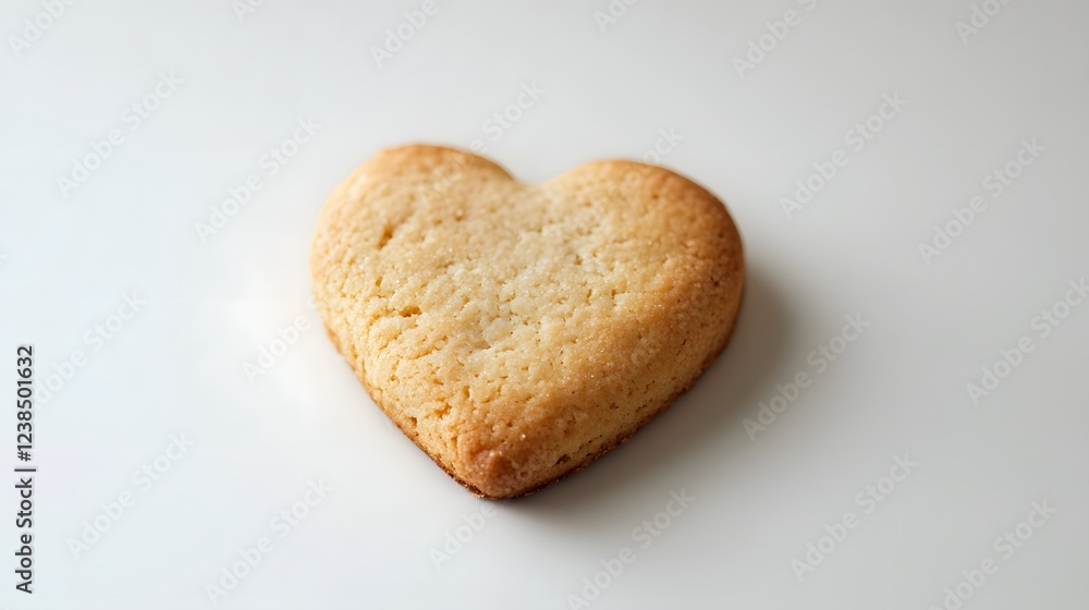 A heart-shaped cookie rests on a white surface, a simple sweet treat. A heart-shaped cookie rests on a white surface, a simple sweet treat.