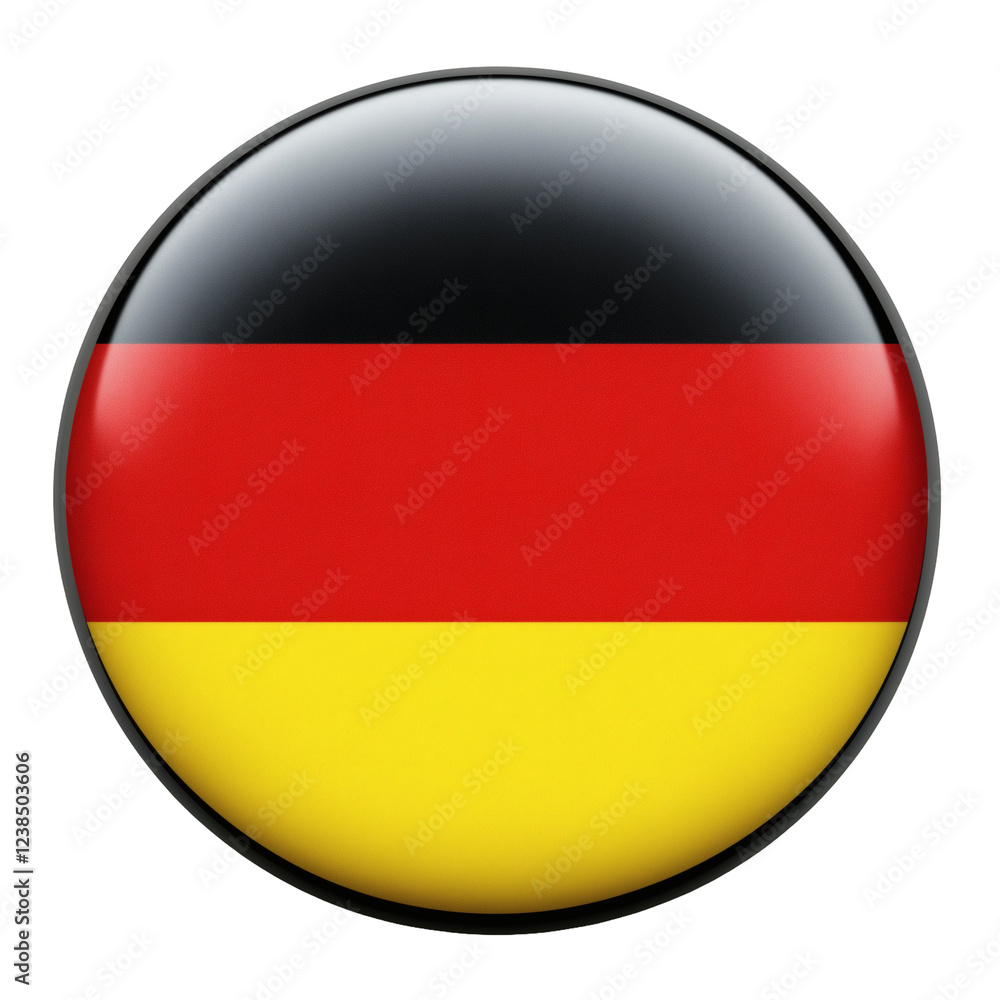 Germany Flag on Glossy Round Button Badge on Transparent Background Germany Flag on Glossy Round Button Badge on Transparent Background