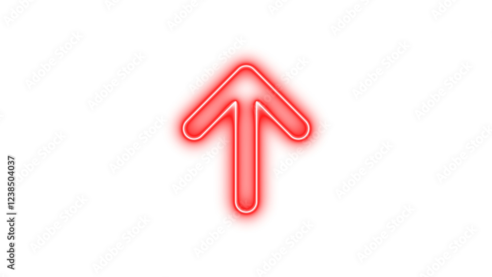 Neon symbol arrow up icon red color glow with transparent background Neon symbol arrow up icon red color glow with transparent background