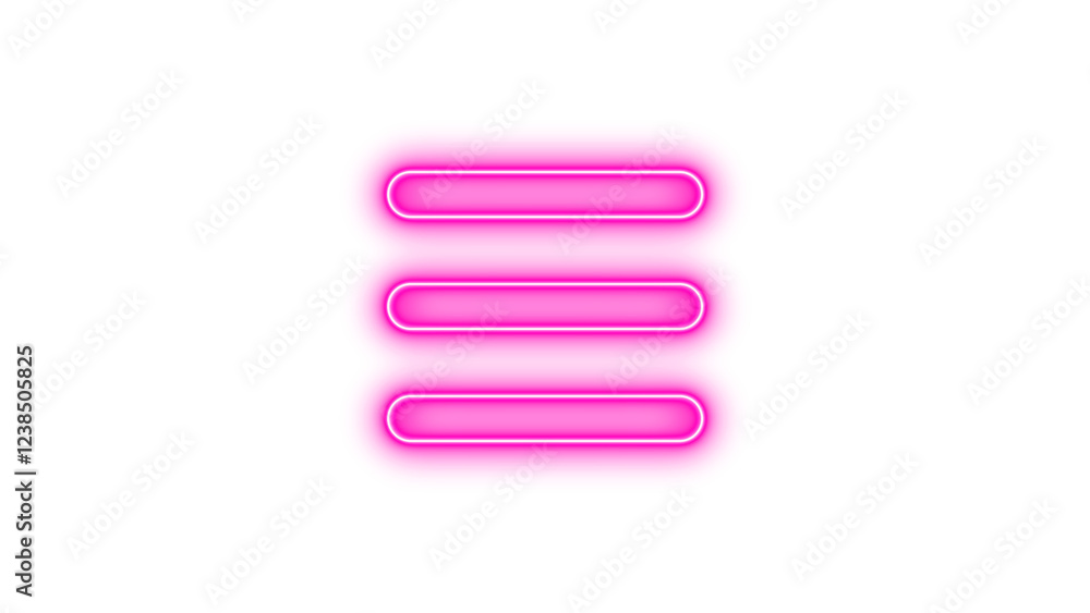 Neon symbol bars icon pink color glow with transparent background Neon symbol bars icon pink color glow with transparent background