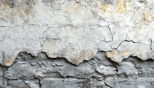 Weathered Wall Shows Cracked Plaster and Brick