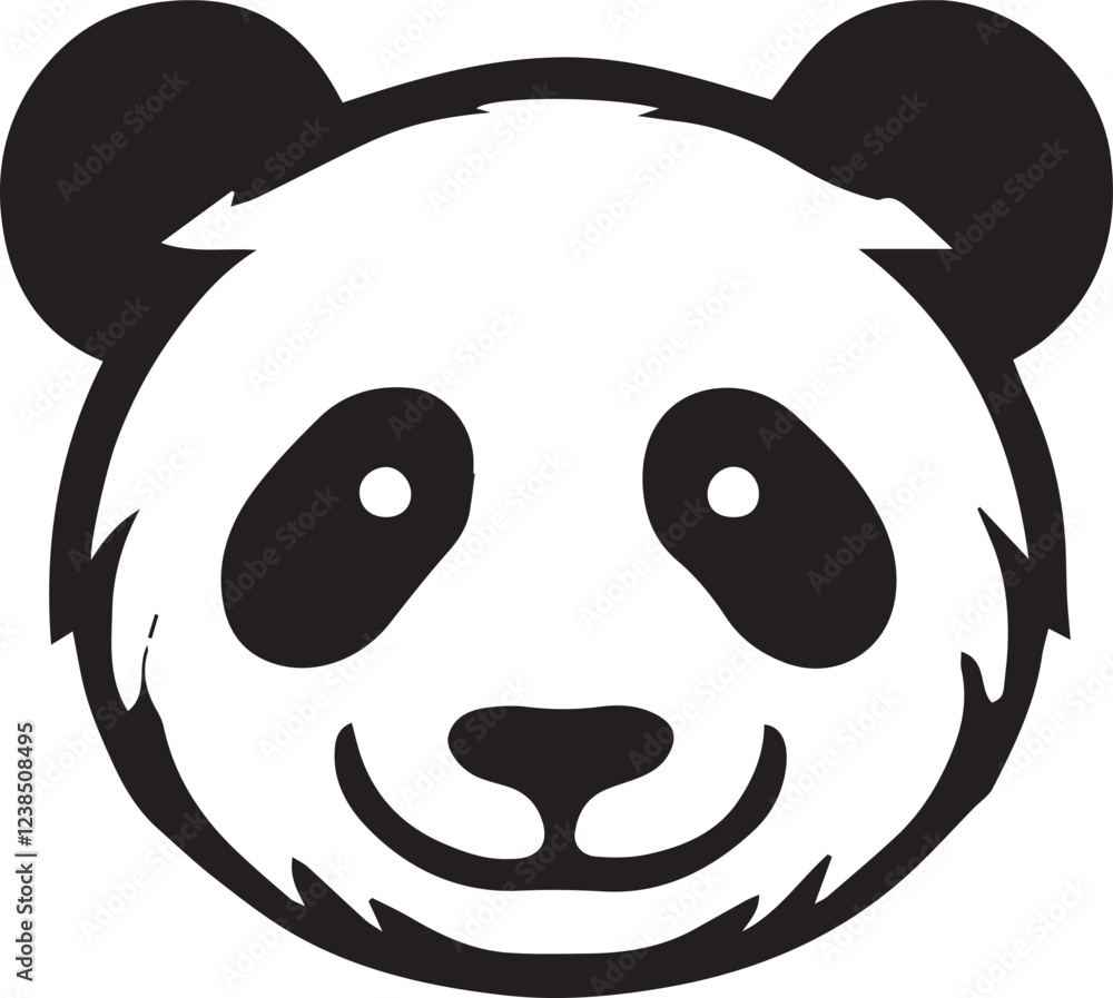 Panda silhouette black and white vector icon Panda silhouette black and white vector icon