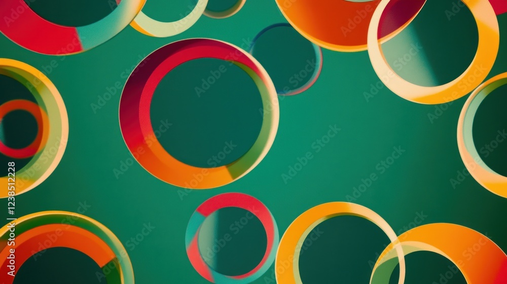 Abstract Colorful Overlapping Circles on Teal Background Abstract Colorful Overlapping Circles on Teal Background