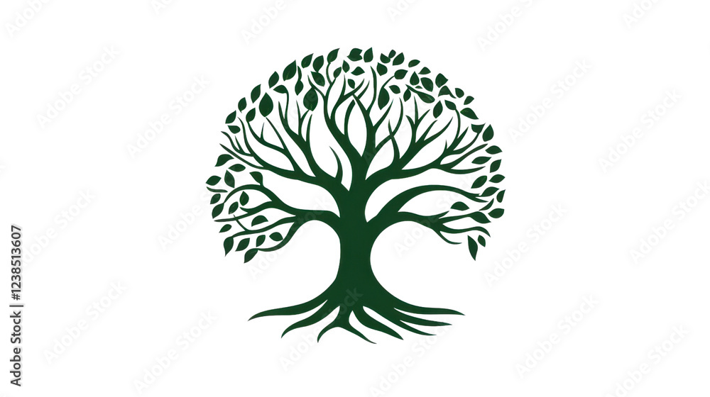 Naklejka premium Green tree with leaves and roots showing on transparent background