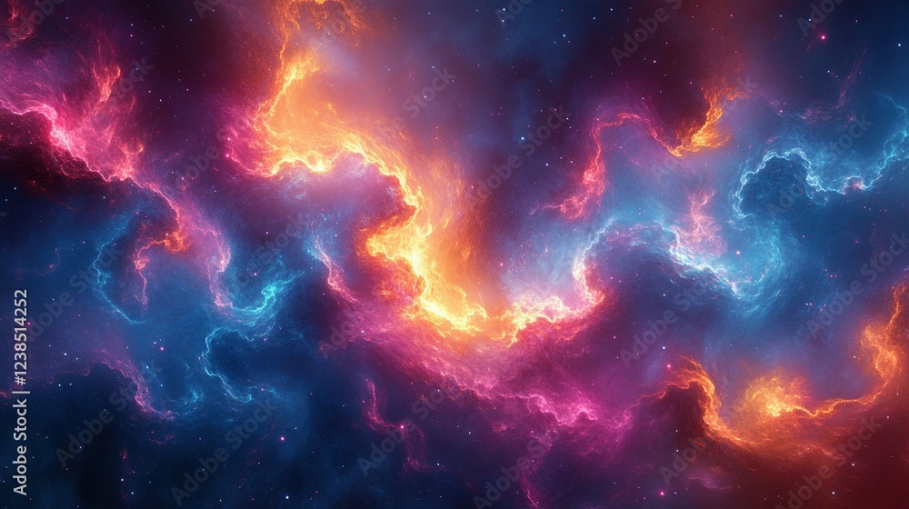 Naklejka premium Colorful nebulas in the night sky. Background is a cosmic dust cloud for backgrounds