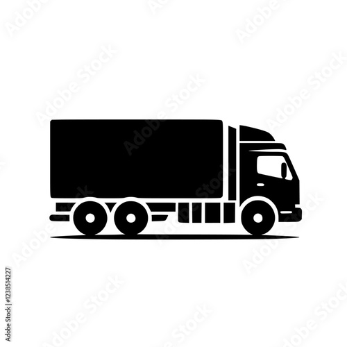 Black Silhouette of a Box Truck: A Bold Graphic Design for Transportation and Logistics